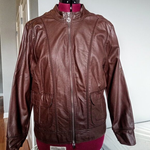 Jou Jou Chocolate Brown Faux Leather Jacket NWT - Picture 1 of 7